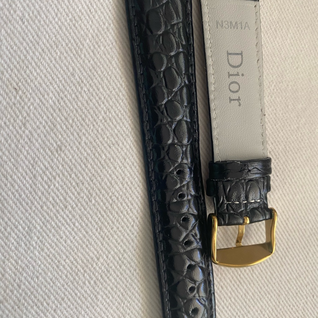 Dior Black Embossed Leather Belt With Gold Buckle 20mm